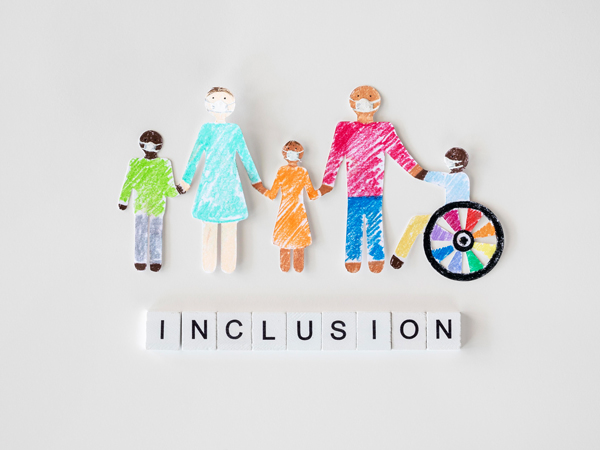 Das Bild zeigt eine gezeichnete Menschengruppe zum Thema Inclusion